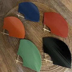 ♦︎ 竹製 五色扇型 銘々皿 菓子皿