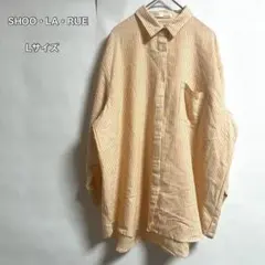 SHOO LA RUE ストライプ柄長袖シャツ Lサイズブラウス オレンジのサムネイル
