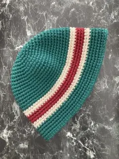 クラッシャーハットバケットハットクロシェハットグリーンキナリワインレッド