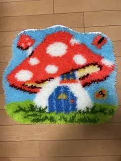 カラフルキノコデザインラグ 約50cm x 43cm