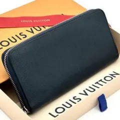 エルメス アザップ ロング ネイビー シルクイン ブルー 長財布 シルク