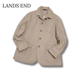 カバーオール　コットンジャケット　ベージュ　フラップポケット　M　ランズエンド