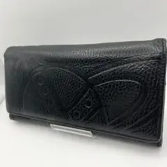 美品ヴィヴィアンウエストウッド★メンズフラップロングウォレット 長財布 本革 黒