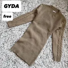 【GYDA】バックオープンタイトニットワンピ 長袖 ミニワンピース free