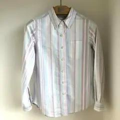 L.L.Bean ピンク&ブルー　淡色ストライプ　長袖シャツ