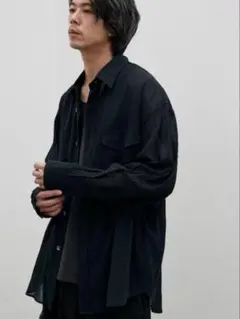 LIDNM WASHED VOILE SHEER SHIRT BLACK Sのサムネイル