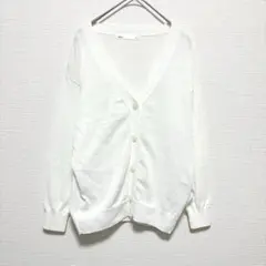 ikka イッカ【M】カーディガン シンプル Vネック 長袖 白 無地 きれいめのサムネイル