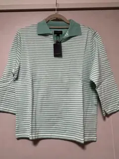 ミントグリーンストライプ 五分袖 ポロシャツ ニット トップス バーバリーゴルフ
