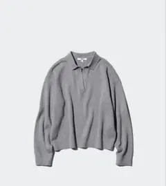UNIQLO スムースコットンリラックスポロセーター グレー　XL
