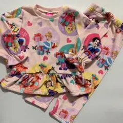 最終価格　ディズニープリンセス　ハート　フリースパジャマ　総柄　カラフル　90