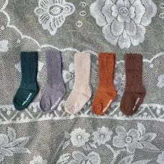 Kids 靴下 3才~6才向け / 男の子女の子兼用 / くすみカラー5点set