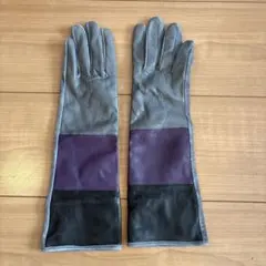 牛皮レザー スエード パネルデザイン ロンググローブ