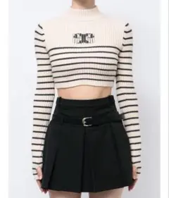 EMODA ストライプ クロップドニット