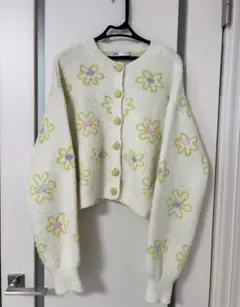 ZARA 花柄刺繍 クロップドカーディガン