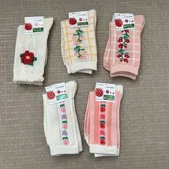 キッズ靴下 花柄刺繍 16-18cm