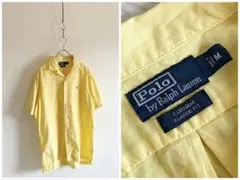 希少 90s ラルフローレン CURHAM リネンコットン オープンカラーシャツ