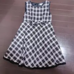 チェック柄リボン付きジャンバースカート 140