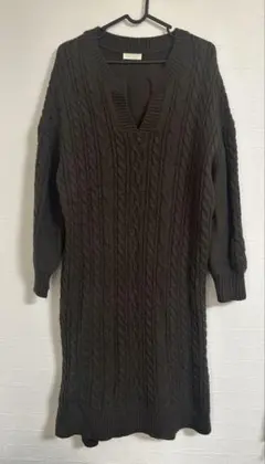 earth music&ecology ケーブル編みニットワンピース