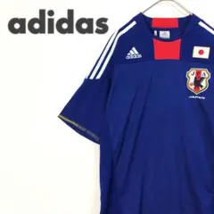 2851 日本代表　ゲームシャツ　ユニフォーム　サッカー　刺繍　ロゴ　青　L