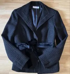 百貨店購入　ELLE ツイードジャケット　セレモニースーツ　黒　中古M38ラメ