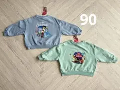 新品　90cm 長袖トレーナー　ディズニー　シンデレラ　アラジン　双子お揃い