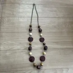 ブラウンビーズ ロングネックレス