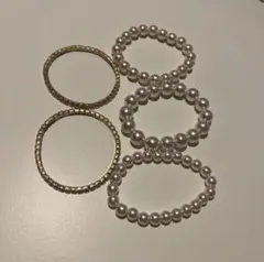 パールとゴールドブレスレットセット
