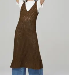 大きいサイズ透かし編みニットキャミソールワンピース