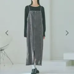 PINUE フリンジデニムジャンパースカート オールドブルー - メルカリ