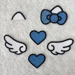 うちわデコパーツ ストーン 猫耳 水色 羽