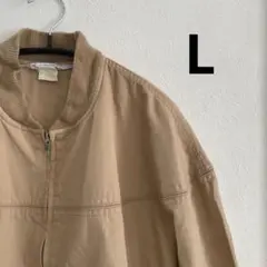 ベージュ ジップアップジャケット　アウター　薄で　L ブルゾン　メンズ