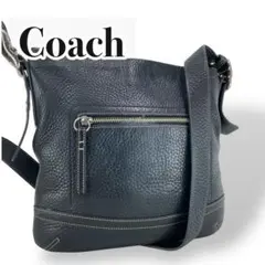 【美品】OLD COACH コーチ　サコッシュ　ブラック　黒　レザー　フリンジ