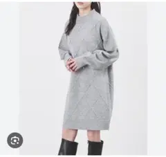 Honeys グレー パール付きワンピース