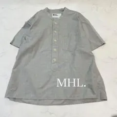 MHL.マーガレットハウエル　バンドカラーシャツ　半袖　ライトグレーのサムネイル