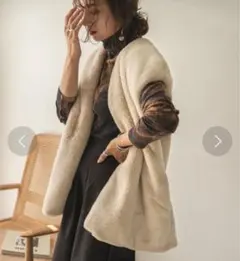 【rectangle】ノーカラーファーベストベージュ系秋冬