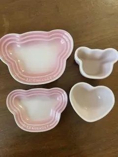 ルクルーゼ ベビー食器 4点セット ベアプレート ハートボウル ピンクのサムネイル
