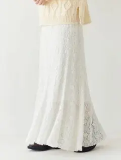 美品 アングリッド ロングスカート 総レース 白 フリーのサムネイル