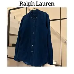 ラルフローレン　コーデュロイシャツ　インディゴ　qrタグ　同色ポニー　現行