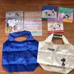 スヌーピー エコバッグ 2点、クリアファイル2枚.ジッパー袋3枚セット