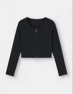 GU リブダブルジップカーディガン M ブラック