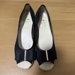 DIANA リボン オープントゥ ウェッジソール