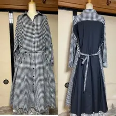 ZARA BASICおしゃれなデザインギンガムチェックシャツワンピースサイズM