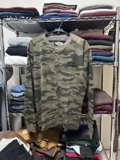 ハーレーダビットソン迷彩柄ヘンリーネック　Tシャツ　リアルツリー　希少　sサイズ