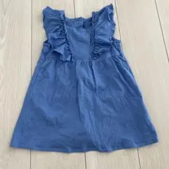 フリル ノースリーブ ワンピース 青 92