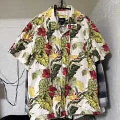 【繍ロゴ HUF ハフ アロハシャツ ボタニカル ガンジャ柄 Mサイズ 白 希少のサムネイル