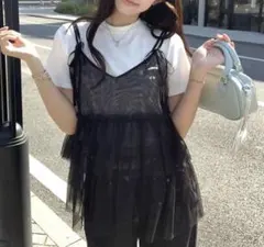 新品 SHEIN DAZY メッシュ ダブルフリル ヘム キャミソール ベストのサムネイル