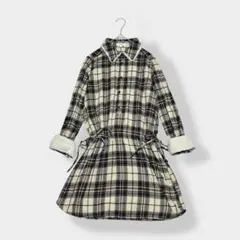 jil-marie ジルマリー チェック柄 ボア シャツワンピース ベージュ L