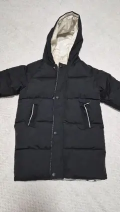 ブラックダウンコート 140サイズ フード付き