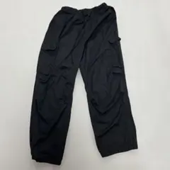 ブラック カーゴパンツ ウエストゴム ドローストリング