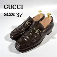 GUCCI グッチ　ビットローファー 革靴 スクエアトゥ　茶　ホースビット